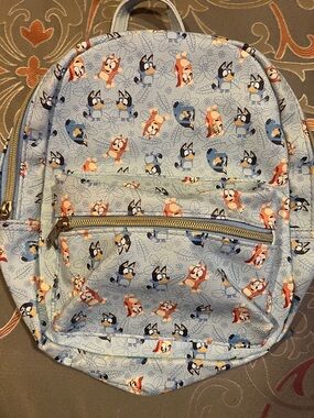 Light Blue Cartoon Print Baby Backpack
